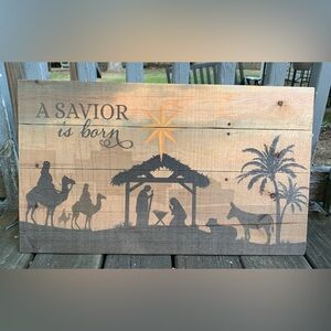 A Savior Is Born Christmas Wood Silhouette Sign